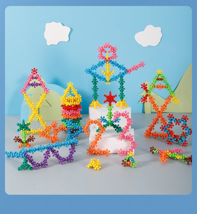 K & S | 3D Drehbare Schneeflocken-Bausteine für Kinder - Kreatives Lernspielzeug & Konstruktionsspiel