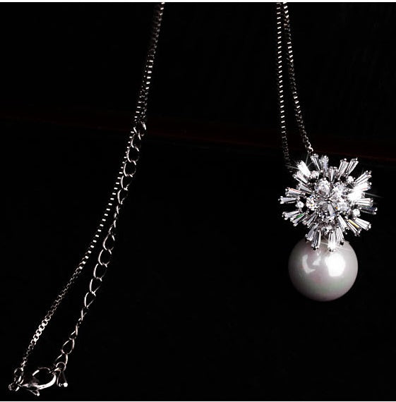 K & S | Damen Halskette Vergoldet mit Perlen & Zirkonia – Eleganter Schmuck & Geschenkidee