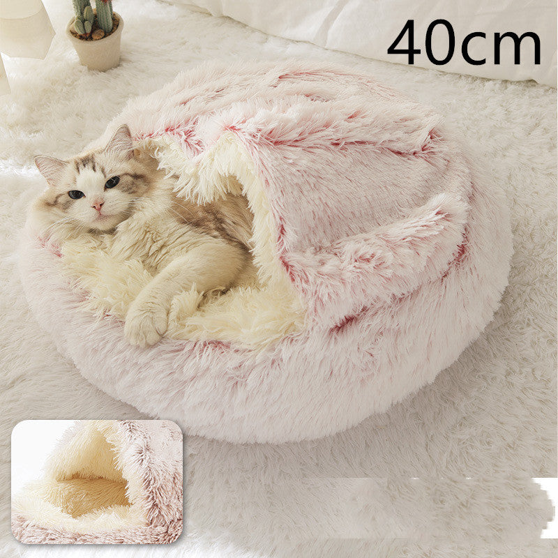 K & S | Rundes Kuschelbett für Hunde & Katzen aus Plüsch - Weiches & Waschbares Haustierbett für Winter & Zuhause