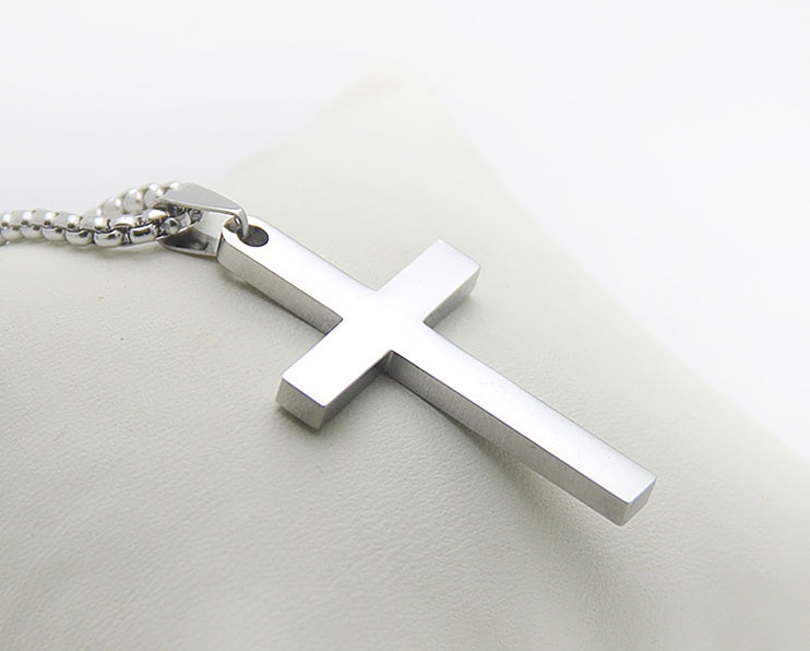 K & S | Kreuzkette Edelstahl – Schlichte & Zeitlose Halskette Schmuck für Damen & Herren