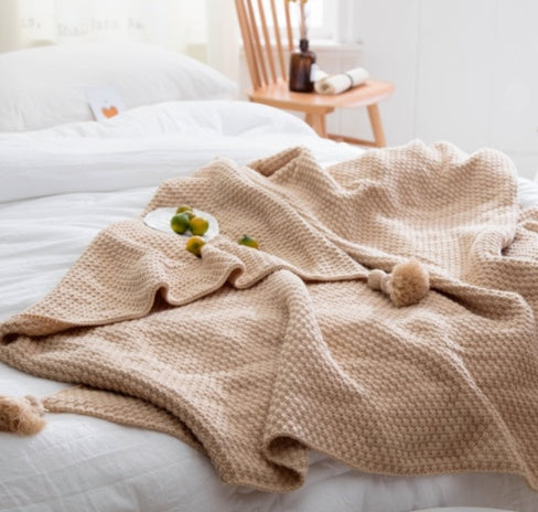 K & S | Strickdecke aus Weicher Wolle mit Fransen - Kuschelige Sofadecke & Wohndecke
