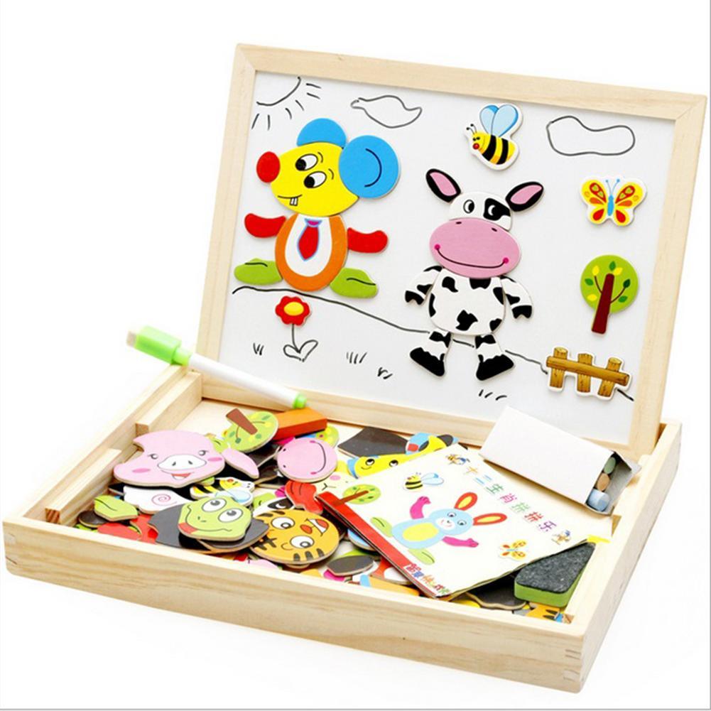 K & S | Magnetisches Holzpuzzle Kinder – Lernspielzeug mit Tieren & Zirkusmotiven