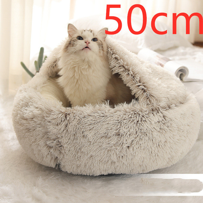 K & S | Rundes Kuschelbett für Hunde & Katzen aus Plüsch - Weiches & Waschbares Haustierbett für Winter & Zuhause