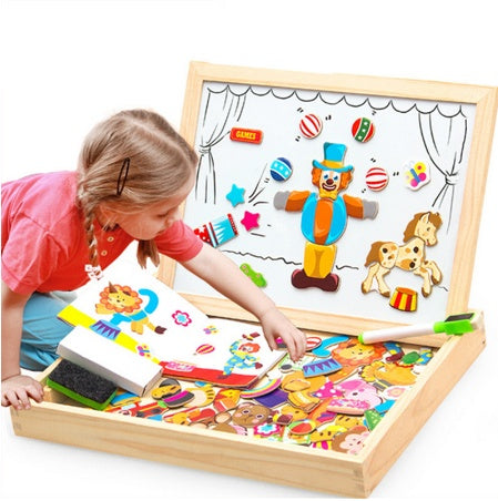 K & S | Magnetisches Holzpuzzle Kinder – Lernspielzeug mit Tieren & Zirkusmotiven