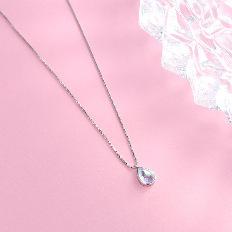 K & S | Damen Halskette 925 Silber mit Mondstein Anhänger – Eleganter & Mystischer Schmuck