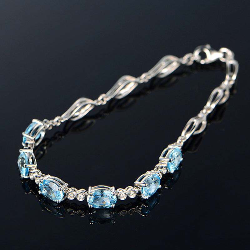 K & S | Damen Armband Versilbert mit Saphir & Blauen Kristallen – Eleganter Schmuck & Luxus Geschenk