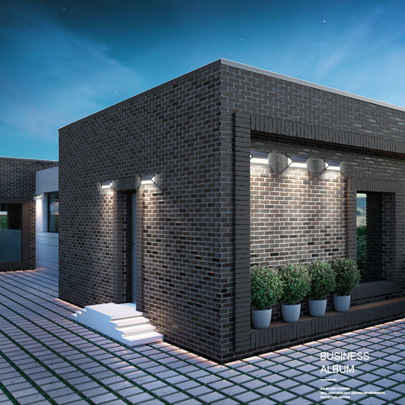 K & S | Solar LED Außenwandleuchte – 33 LEDs, wasserdicht IP65, moderne schwarze Wandleuchte für Garten & Hauswand