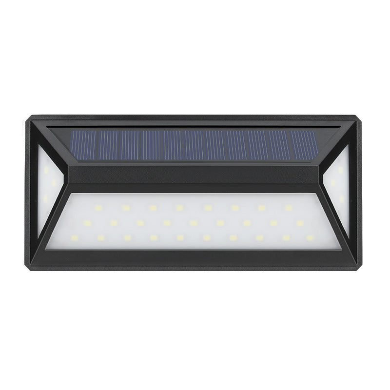 K & S | Solar LED Außenwandleuchte – 33 LEDs, wasserdicht IP65, moderne schwarze Wandleuchte für Garten & Hauswand