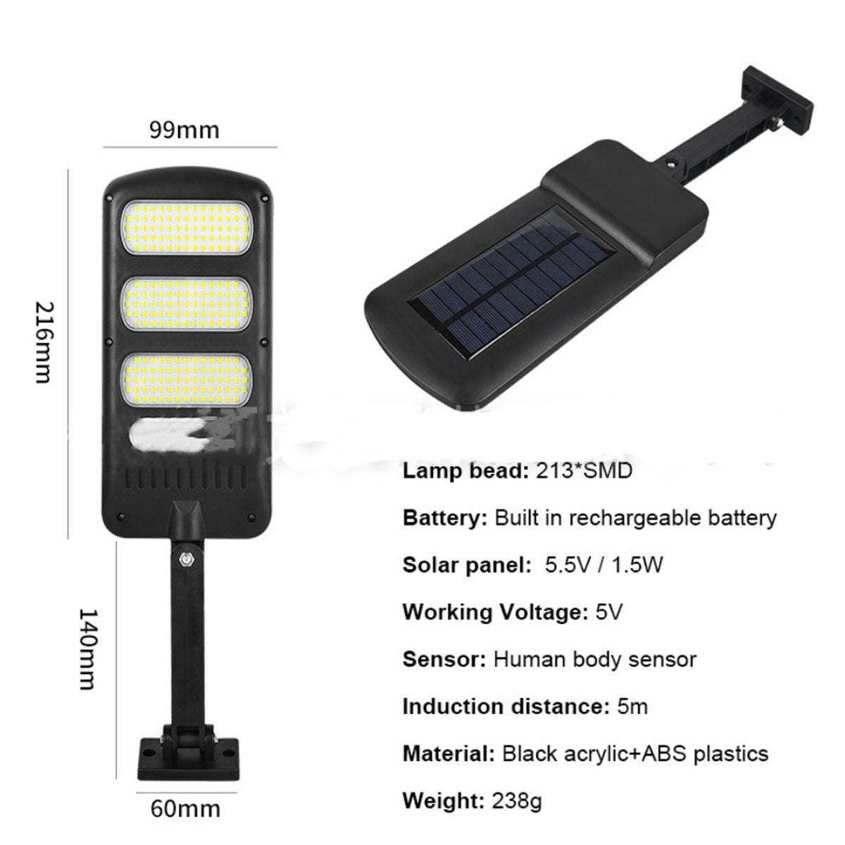 K & S | LED Solar Außenleuchte – 213 LEDs Wandleuchte mit Bewegungsmelder, wasserdicht & energiesparend