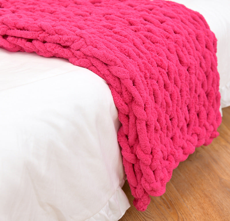 K & S | Grob Gestrickte Chenille-Decke aus Handgefertigtem Garn - Weiche Kuscheldecke für Sofa & Schlafzimmer