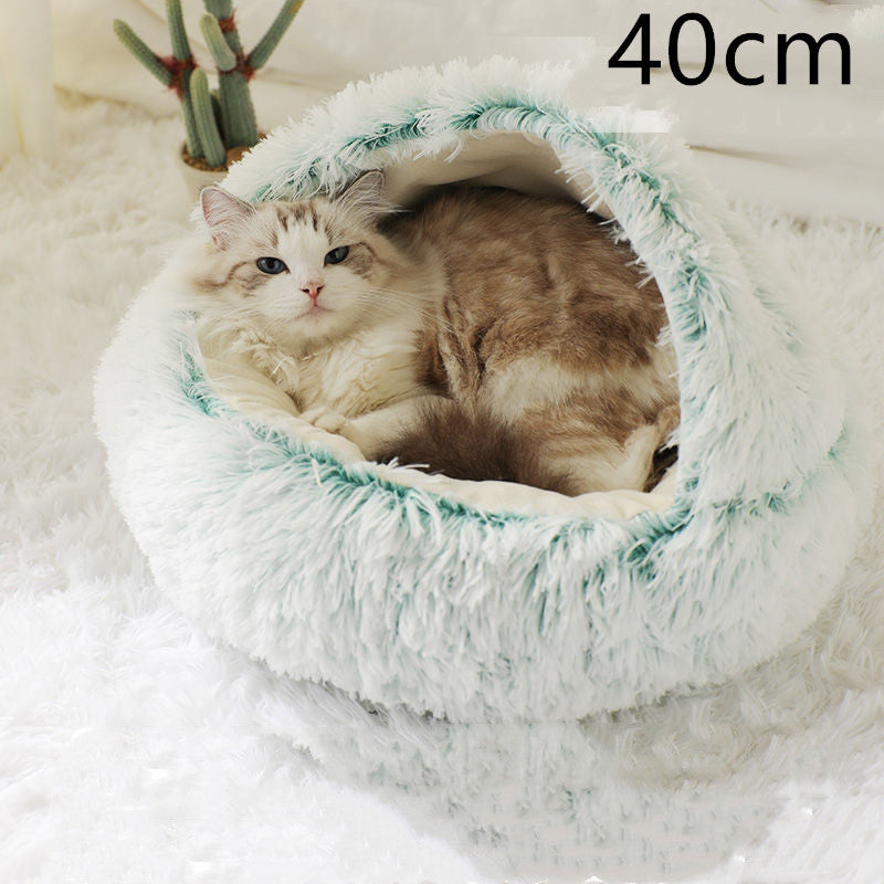 K & S | Rundes Kuschelbett für Hunde & Katzen aus Plüsch - Weiches & Waschbares Haustierbett für Winter & Zuhause