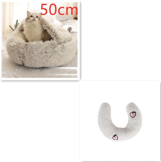 K & S | Rundes Kuschelbett für Hunde & Katzen aus Plüsch - Weiches & Waschbares Haustierbett für Winter & Zuhause
