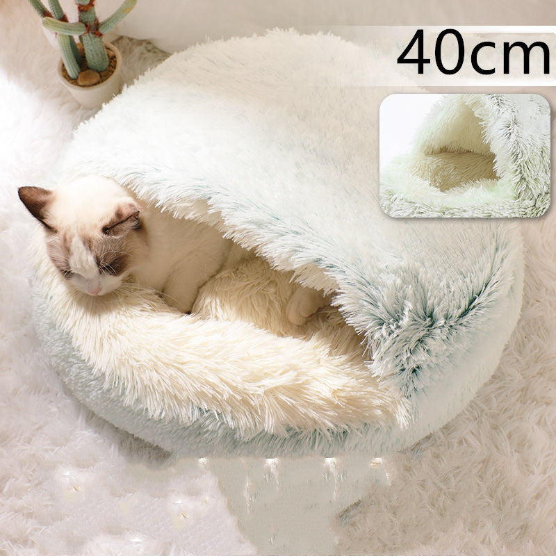 K & S | Rundes Kuschelbett für Hunde & Katzen aus Plüsch - Weiches & Waschbares Haustierbett für Winter & Zuhause
