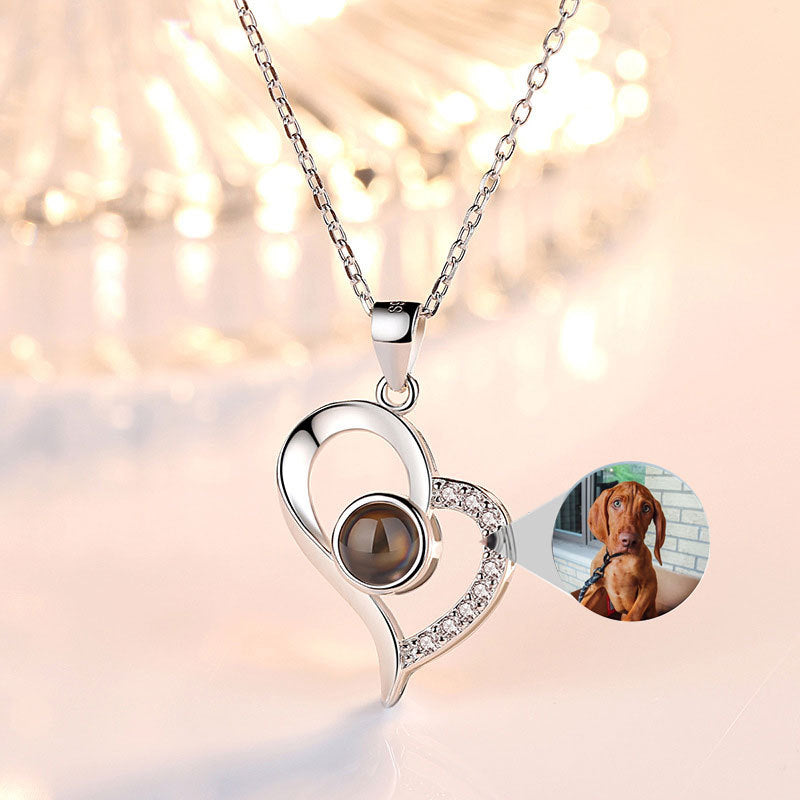 K & S | Damen Halskette 925 Silber Herz Anhänger – Personalisierter Schmuck mit Fotoprojektion