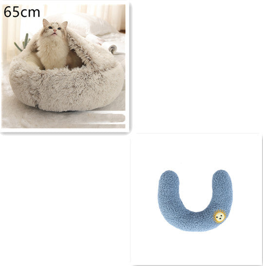 K & S | Rundes Kuschelbett für Hunde & Katzen aus Plüsch - Weiches & Waschbares Haustierbett für Winter & Zuhause