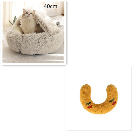 K & S | Rundes Kuschelbett für Hunde & Katzen aus Plüsch - Weiches & Waschbares Haustierbett für Winter & Zuhause