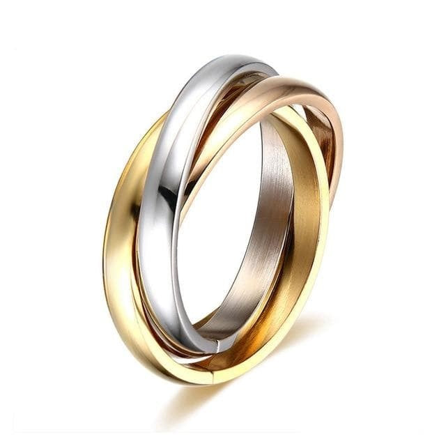 K & S | Unisex Ring Titanstahl Dreifarbig – Moderner Eternity Ring Robuster & Eleganter Schmuck