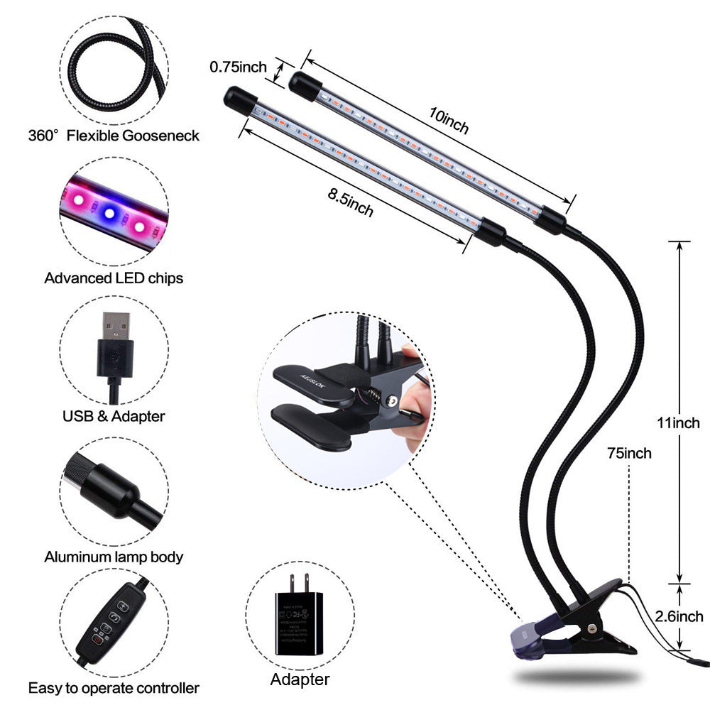 K & S | LED Pflanzenlampe USB – 40 LEDs Wachstumslampe mit Timer & Dimmer für Zimmerpflanzen