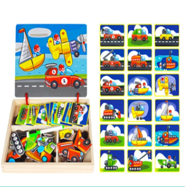 K & S | Magnetisches Holzpuzzle Kinder – Lernspielzeug mit Tieren & Zirkusmotiven