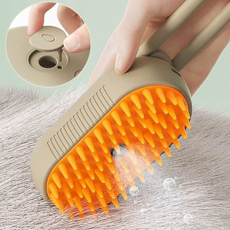 K & S | 3-in-1 Elektrische Dampf-Tierbürste - Fellpflege, Massage & Haarentfernung für Hunde & Katzen