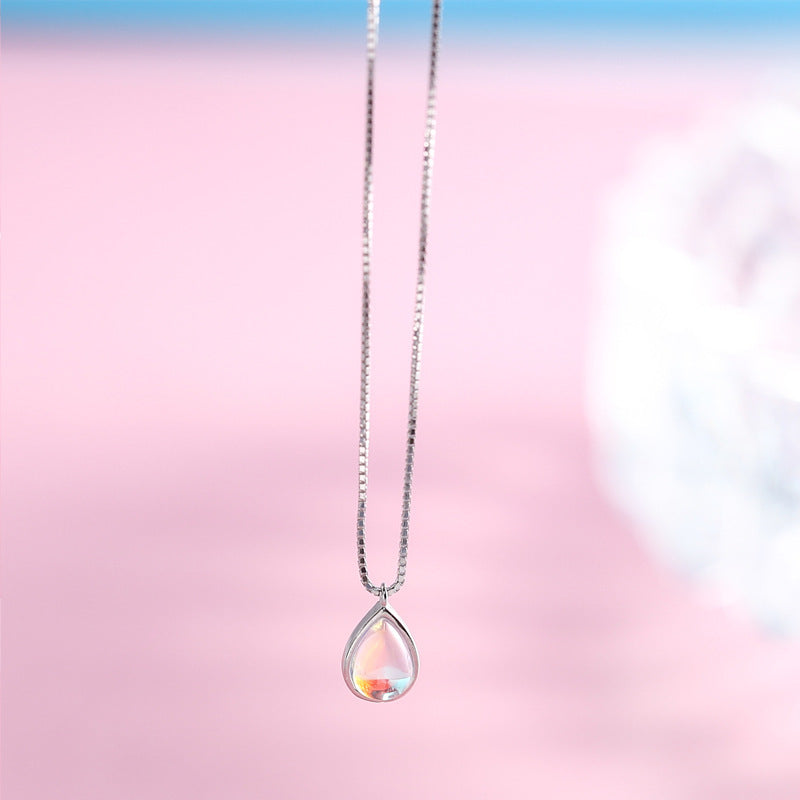K & S | Damen Halskette 925 Silber mit Mondstein Anhänger – Eleganter & Mystischer Schmuck