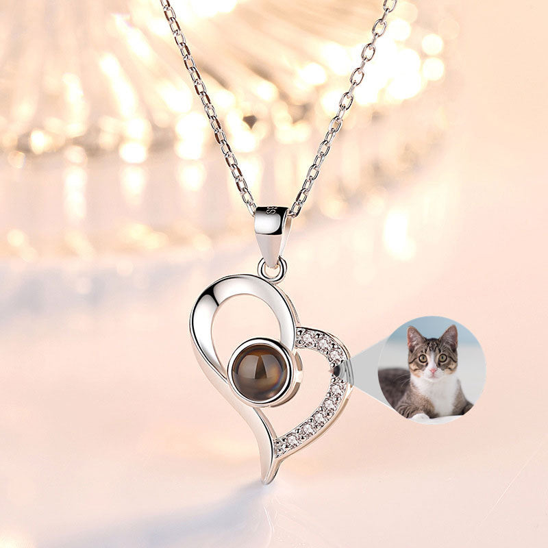 K & S | Damen Halskette 925 Silber Herz Anhänger – Personalisierter Schmuck mit Fotoprojektion
