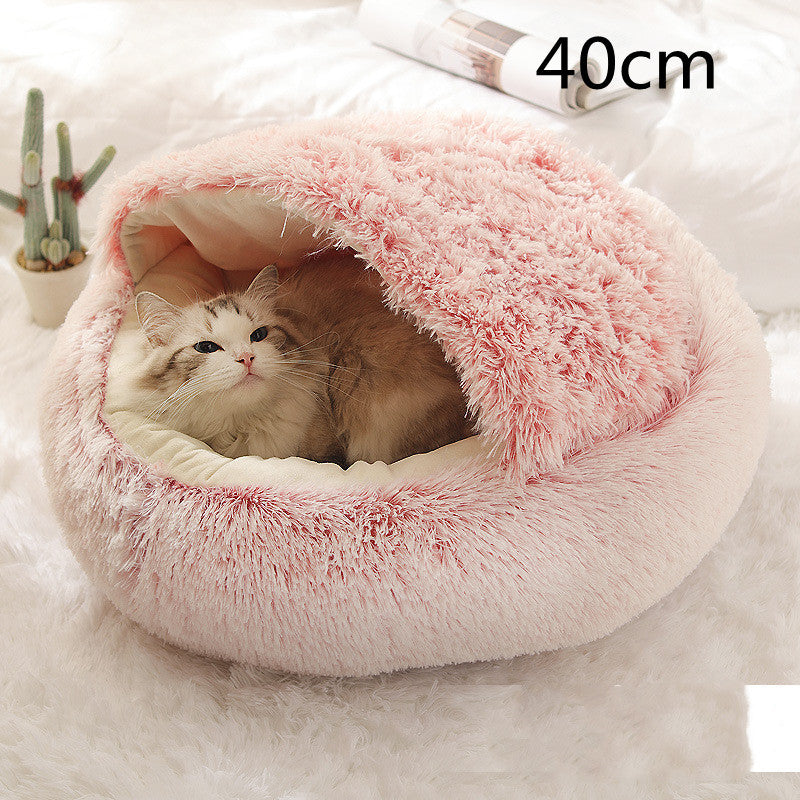 K & S | Rundes Kuschelbett für Hunde & Katzen aus Plüsch - Weiches & Waschbares Haustierbett für Winter & Zuhause