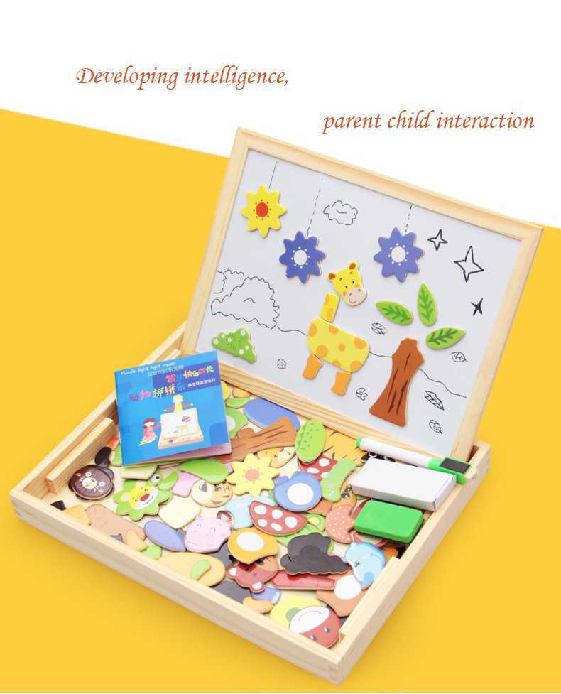 K & S | Magnetisches Holzpuzzle Kinder – Lernspielzeug mit Tieren & Zirkusmotiven
