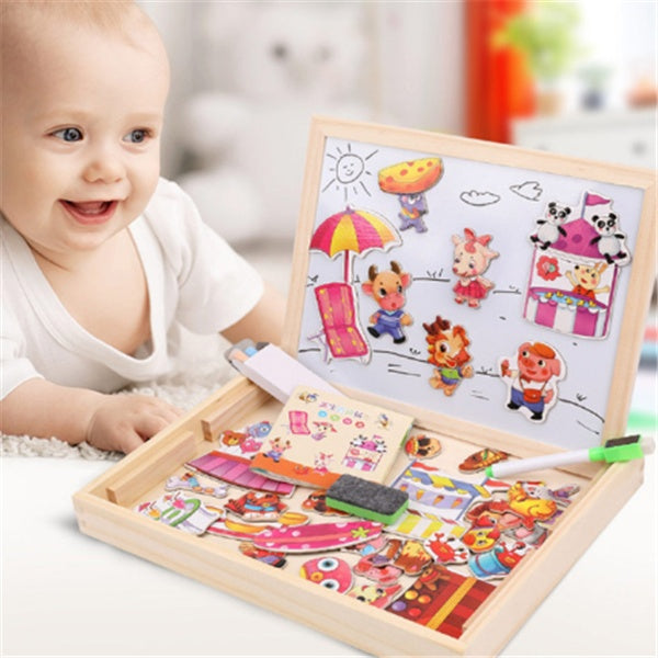 K & S | Magnetisches Holzpuzzle Kinder – Lernspielzeug mit Tieren & Zirkusmotiven
