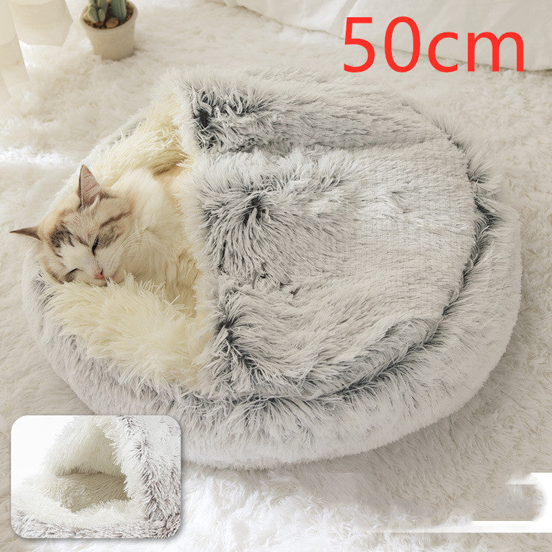K & S | Rundes Kuschelbett für Hunde & Katzen aus Plüsch - Weiches & Waschbares Haustierbett für Winter & Zuhause