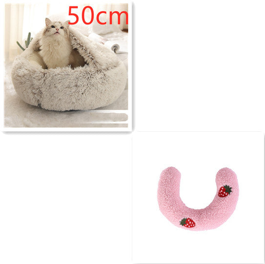 K & S | Rundes Kuschelbett für Hunde & Katzen aus Plüsch - Weiches & Waschbares Haustierbett für Winter & Zuhause