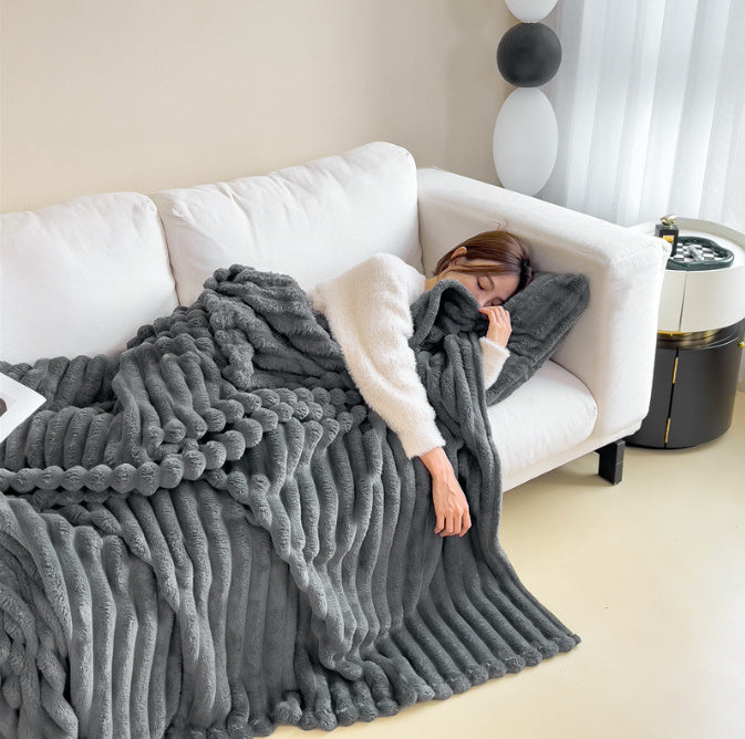 K & S | Kuscheldecke aus Bubble-Samt in Kaninchenfell-Optik - Extra Weiche & Doppelseitige Wohndecke für Sofa & Bett