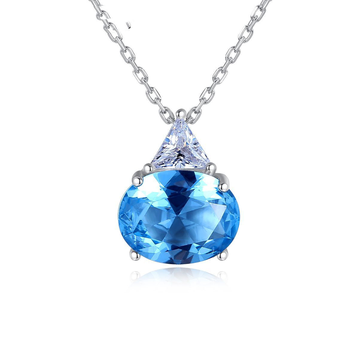 K & S | Damen Halskette 925 Silber mit Oval Kristall – Eleganter Schmuck & Funkelnder Anhänger