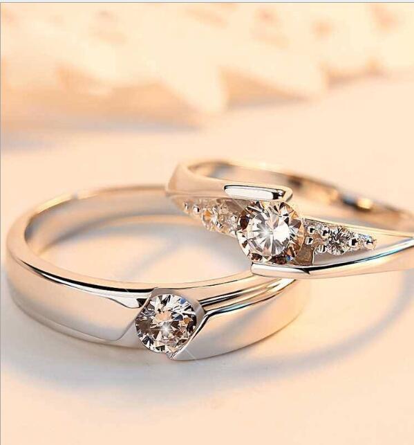 K & S | Partnerringe 925 Silber mit Zirkonia & Gravur – Verstellbare Elegante Schmuck Ringe