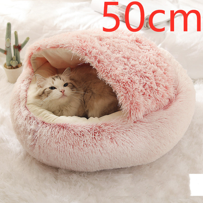 K & S | Rundes Kuschelbett für Hunde & Katzen aus Plüsch - Weiches & Waschbares Haustierbett für Winter & Zuhause