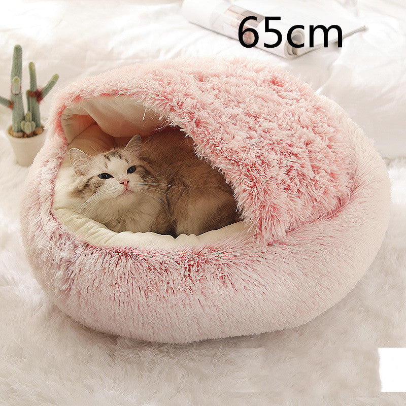K & S | Rundes Kuschelbett für Hunde & Katzen aus Plüsch - Weiches & Waschbares Haustierbett für Winter & Zuhause