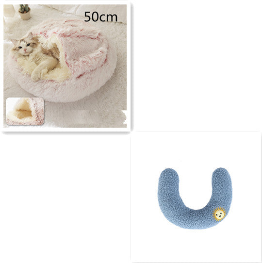 K & S | Rundes Kuschelbett für Hunde & Katzen aus Plüsch - Weiches & Waschbares Haustierbett für Winter & Zuhause
