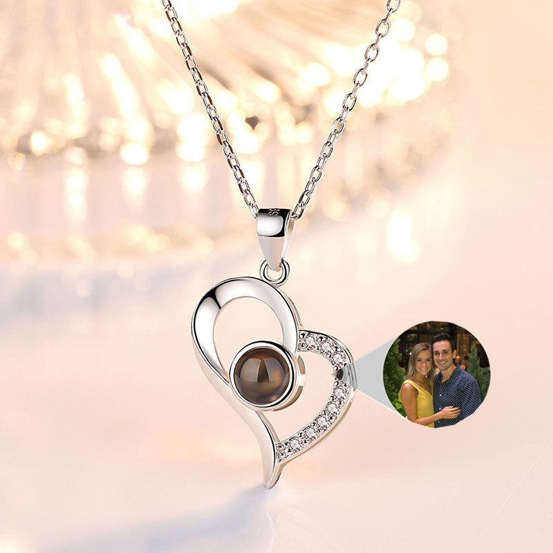 K & S | Damen Halskette 925 Silber Herz Anhänger – Personalisierter Schmuck mit Fotoprojektion