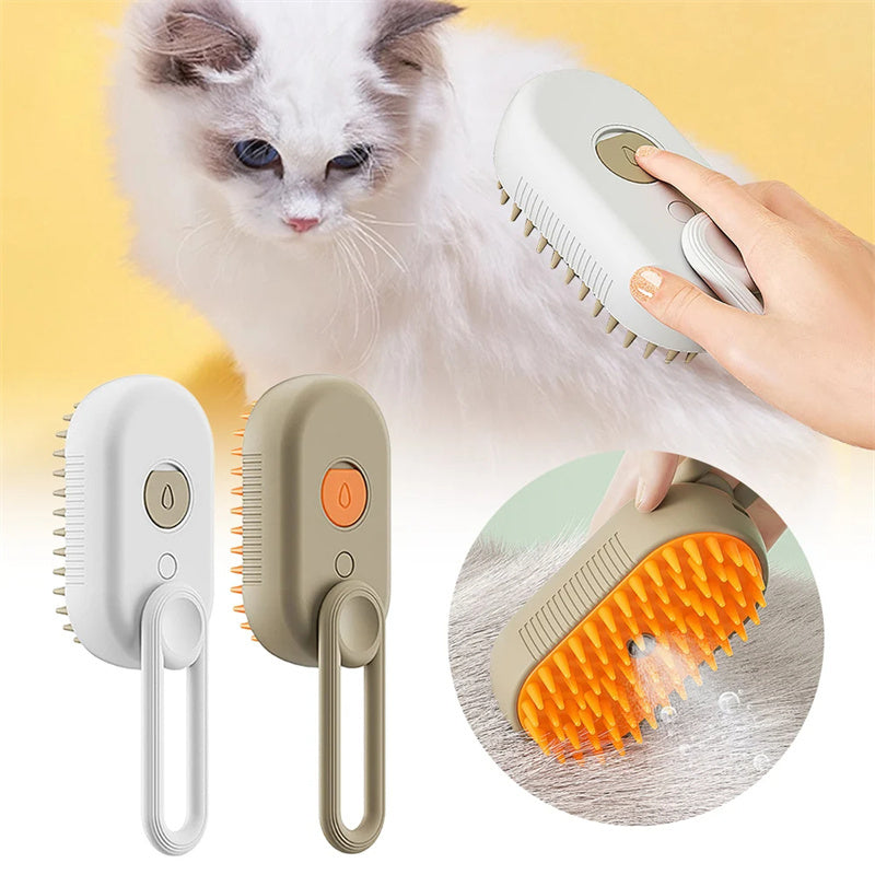 K & S | 3-in-1 Elektrische Dampf-Tierbürste - Fellpflege, Massage & Haarentfernung für Hunde & Katzen