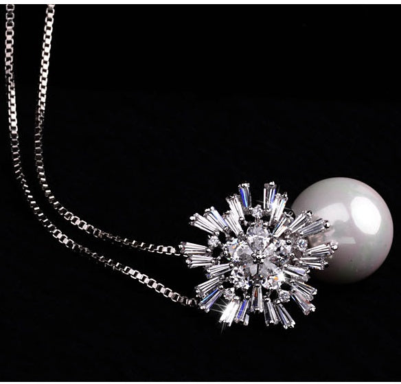 K & S | Damen Halskette Vergoldet mit Perlen & Zirkonia – Eleganter Schmuck & Geschenkidee