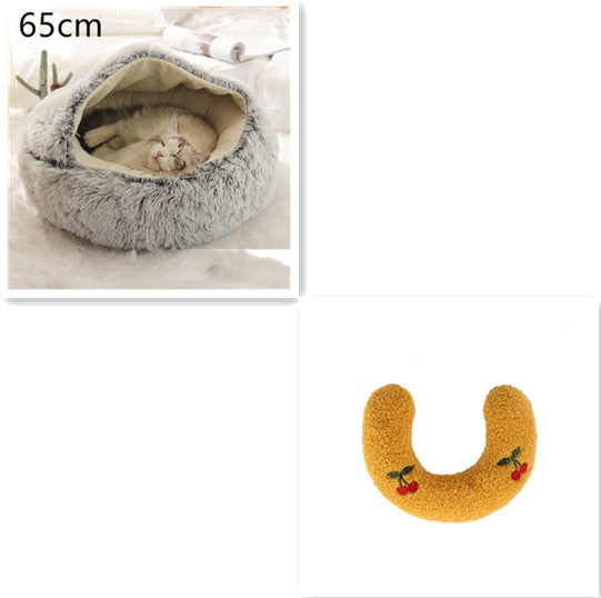 K & S | Rundes Kuschelbett für Hunde & Katzen aus Plüsch - Weiches & Waschbares Haustierbett für Winter & Zuhause