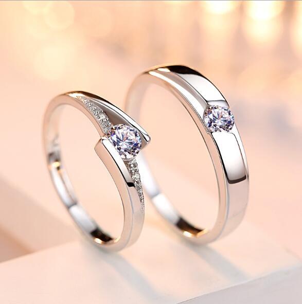 K & S | Partnerringe 925 Silber mit Zirkonia & Gravur – Verstellbare Elegante Schmuck Ringe