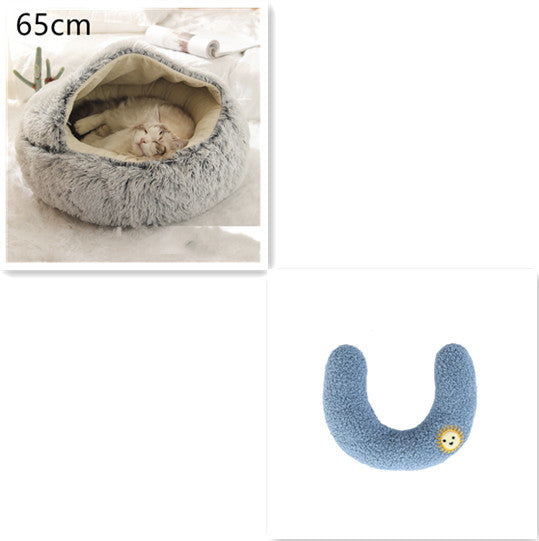 K & S | Rundes Kuschelbett für Hunde & Katzen aus Plüsch - Weiches & Waschbares Haustierbett für Winter & Zuhause