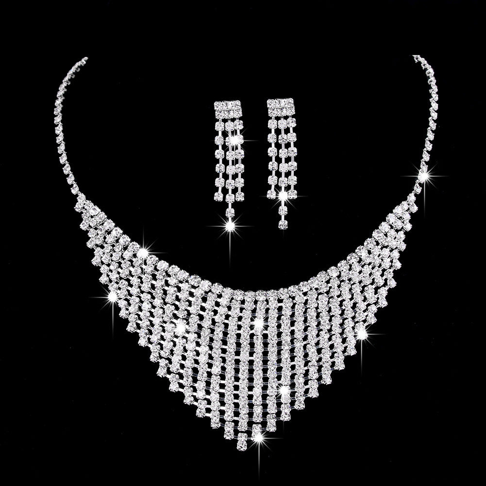 K & S | Damen Schmuckset Zirkonia – Elegante Halskette & Ohrringe mit Tropfen Anhänger