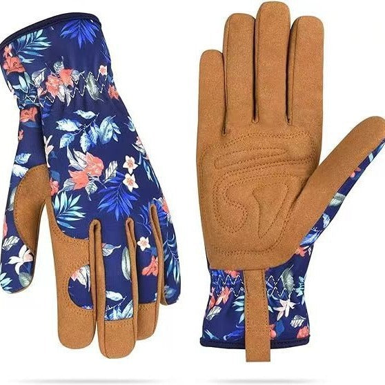 K & S | Mikrofaser Gartenhandschuhe mit Blumenmuster - Bequemer Schutz für Pflanzen, Unkraut & Gartenarbeit