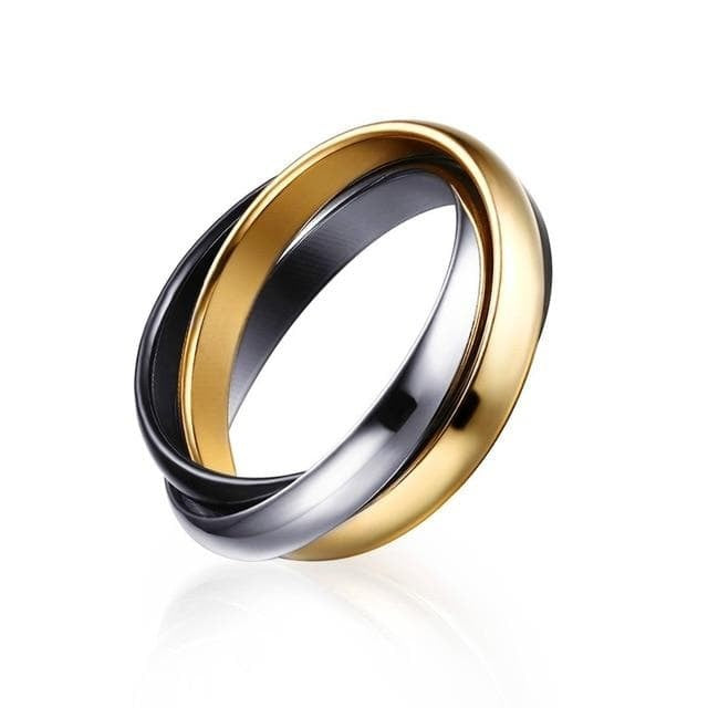 K & S | Unisex Ring Titanstahl Dreifarbig – Moderner Eternity Ring Robuster & Eleganter Schmuck
