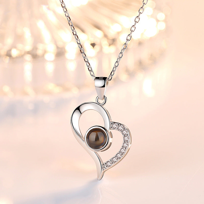 K & S | Damen Halskette 925 Silber Herz Anhänger – Personalisierter Schmuck mit Fotoprojektion