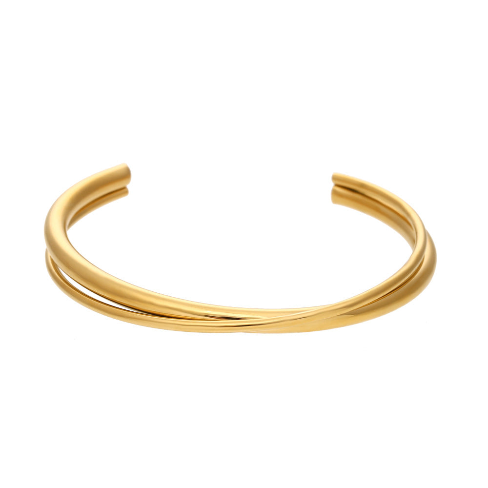 K & S | Edelstahl Armband 18K Vergoldet – Eleganter Schmuck mit Doppel Kreuz für Damen & Herren