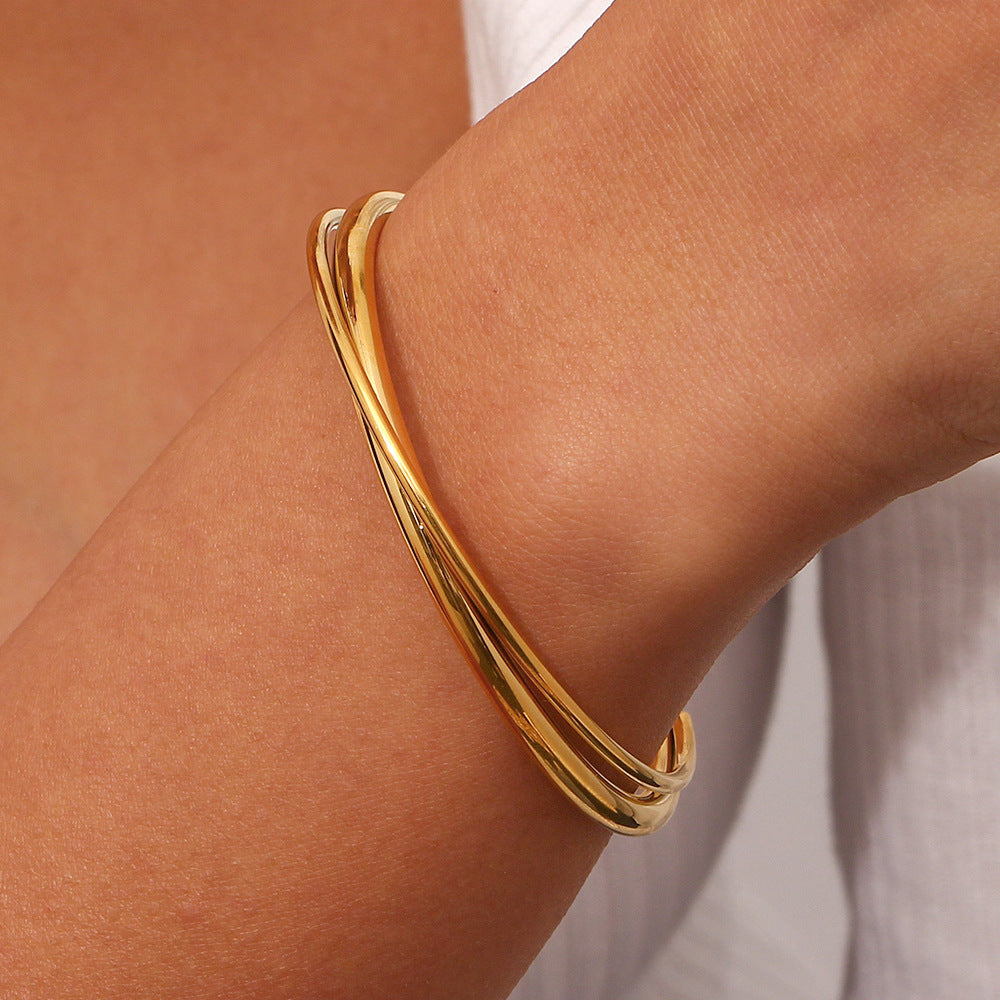 K & S | Edelstahl Armband 18K Vergoldet – Eleganter Schmuck mit Doppel Kreuz für Damen & Herren