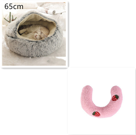 K & S | Rundes Kuschelbett für Hunde & Katzen aus Plüsch - Weiches & Waschbares Haustierbett für Winter & Zuhause